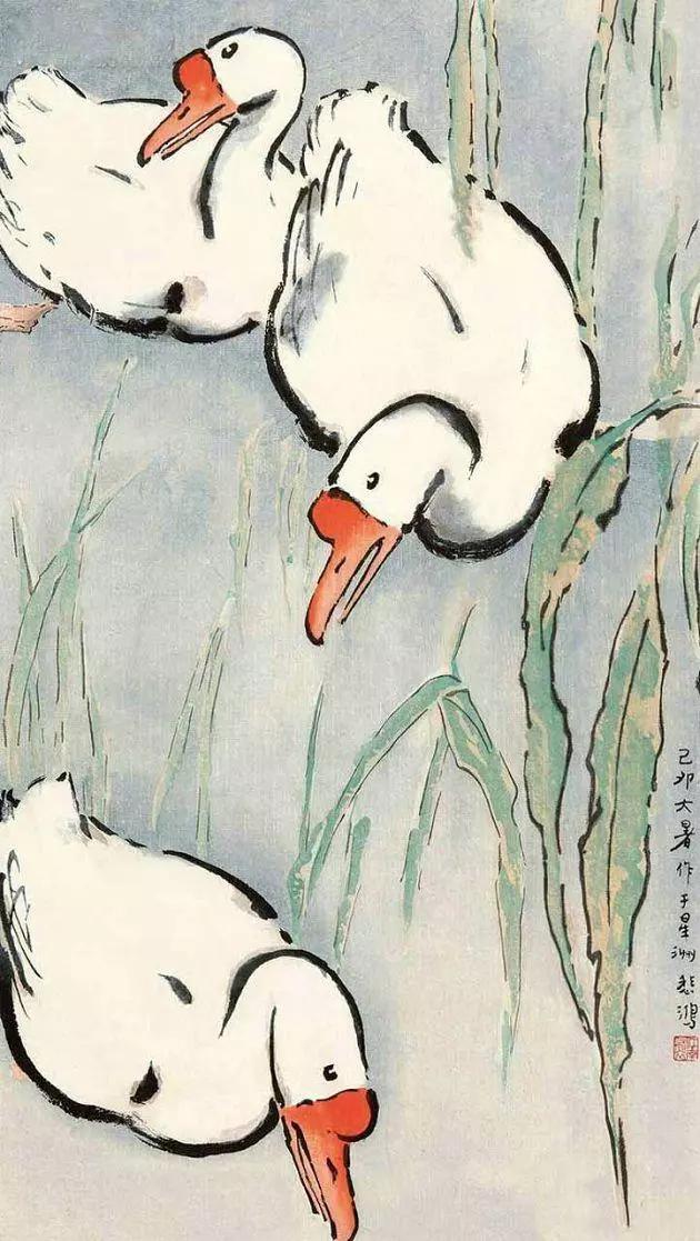 写意鹅国画图片,朱雪娥国画100幅