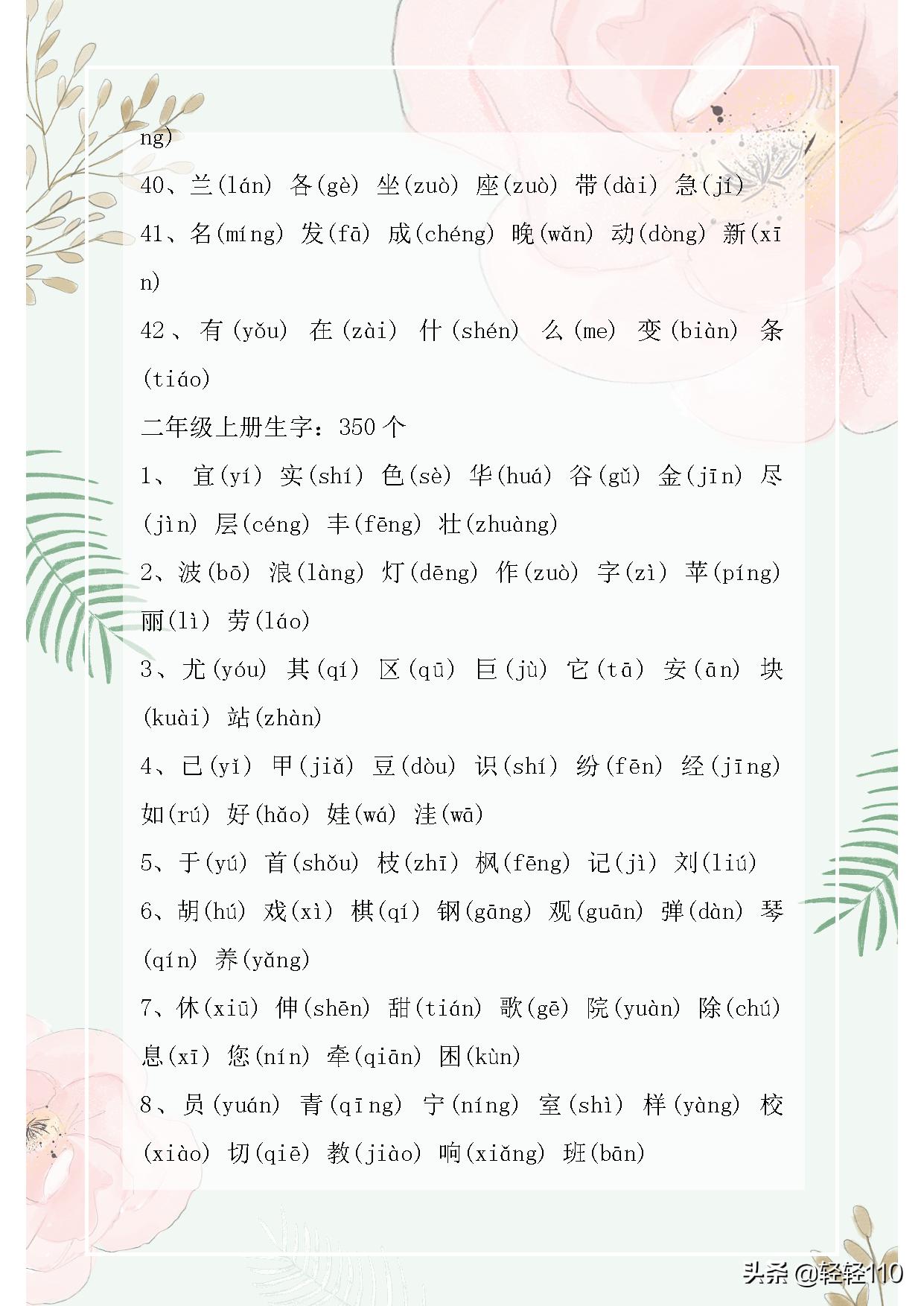 小学1-6年级生字总共2460个带拼音,1到6年级生字表2460个字