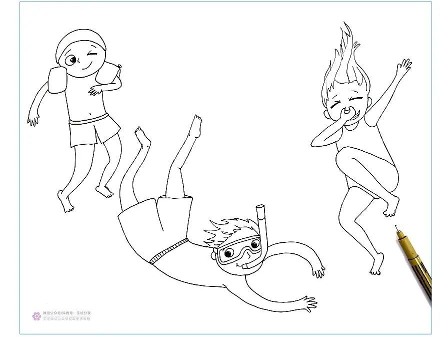 夏天的游泳池怎么画,幼儿园夏天游泳池画