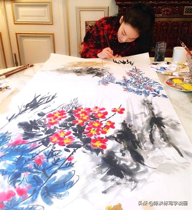张馨予曝画国画全过程,张馨予最漂亮的一幅中国画
