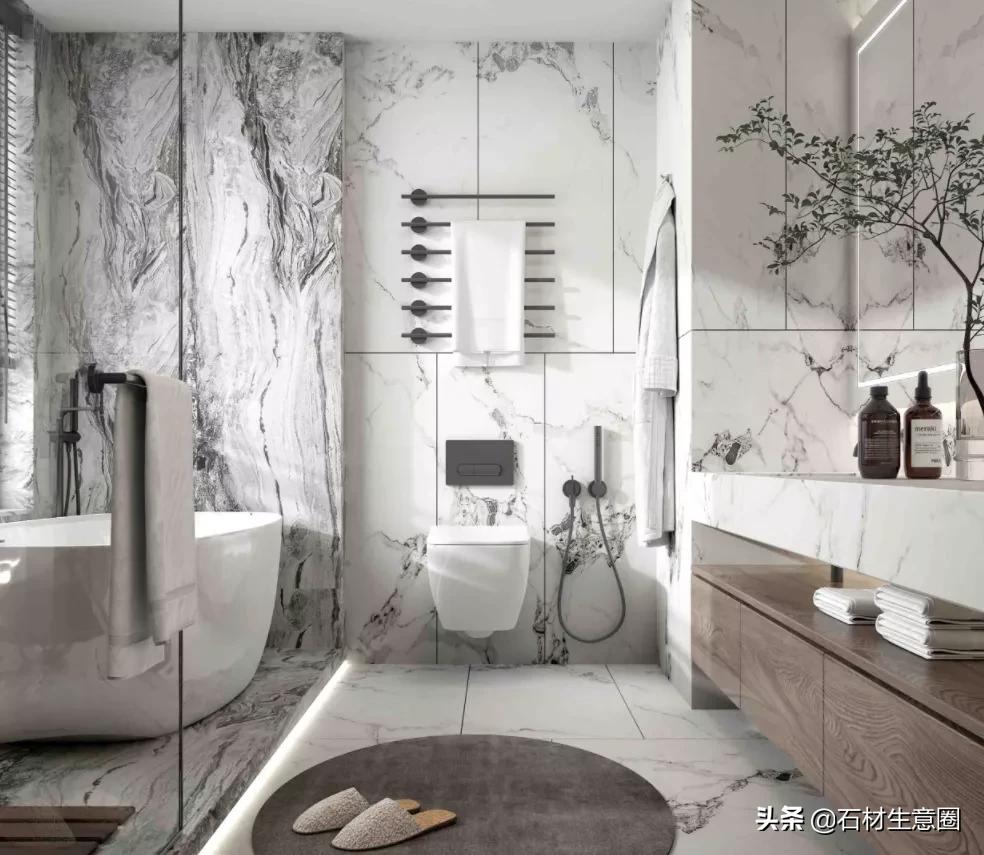 大理石做的浴室柜效果图,极简风格大理石浴室