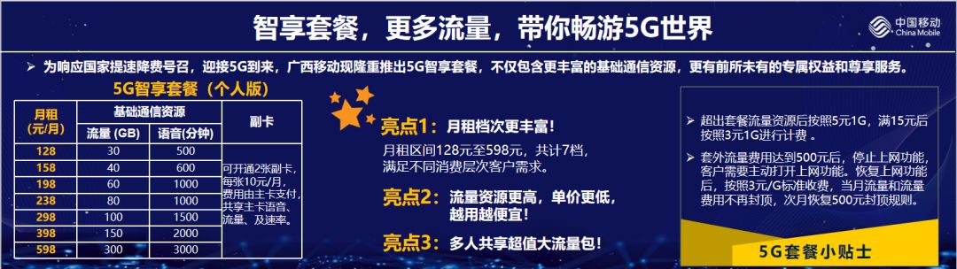 南宁5g套餐资费一览表,广西移动5g极速服务