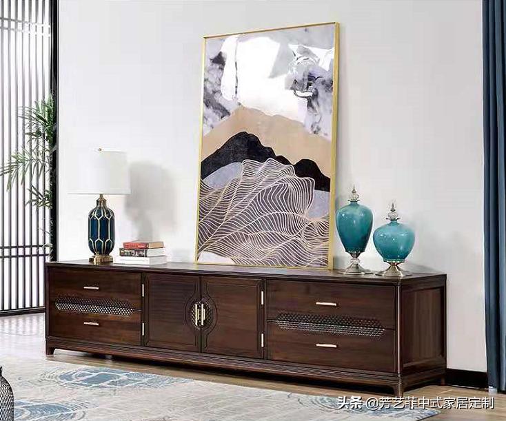 新中式客厅电视柜效果图,餐厅客厅电视柜隔断柜新中式