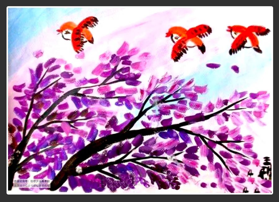 绘画素材9-12岁风景,绘画作品儿童创意7-10岁颜料画