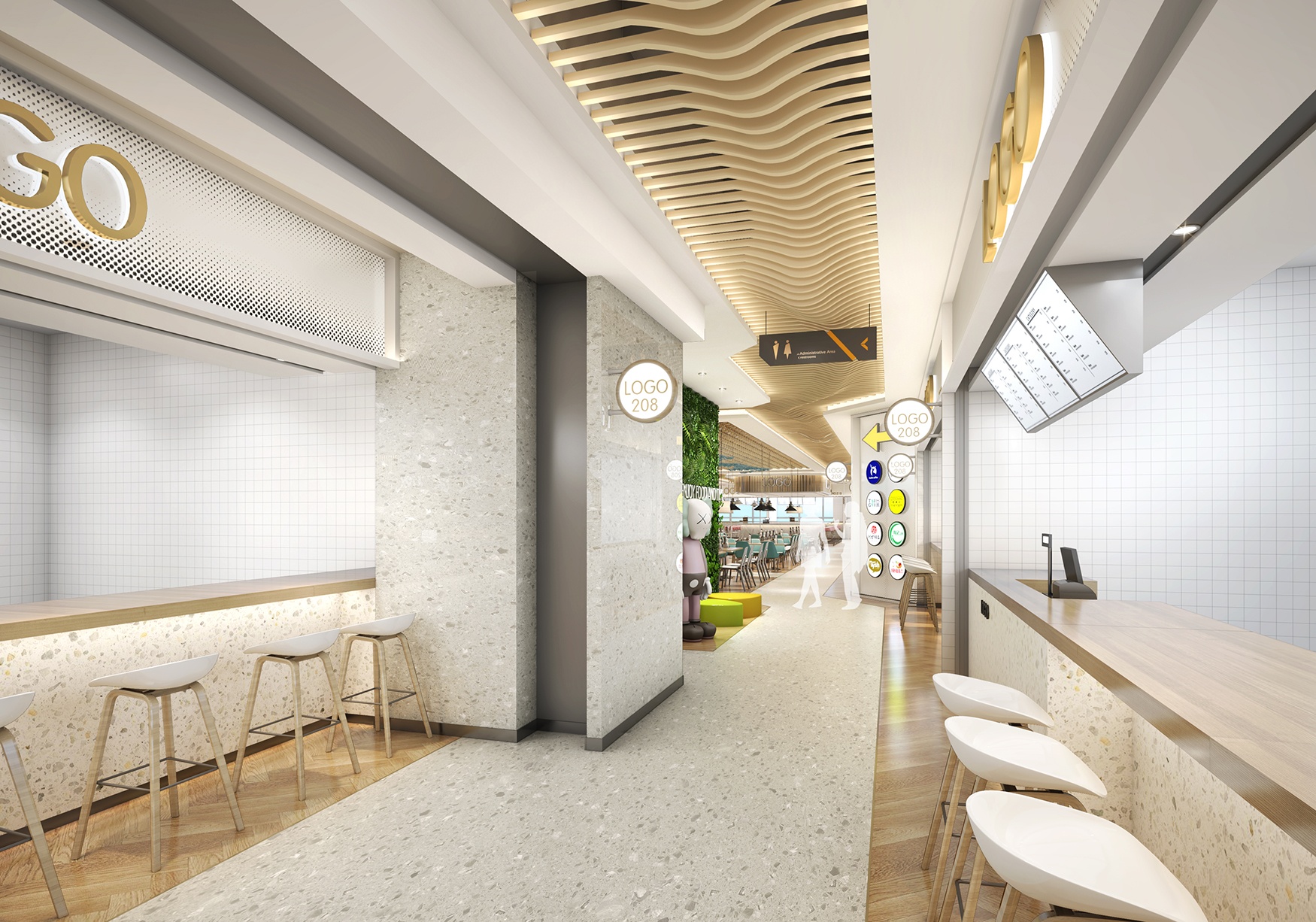 3000平美食城档口装修效果图,美食城改造方案