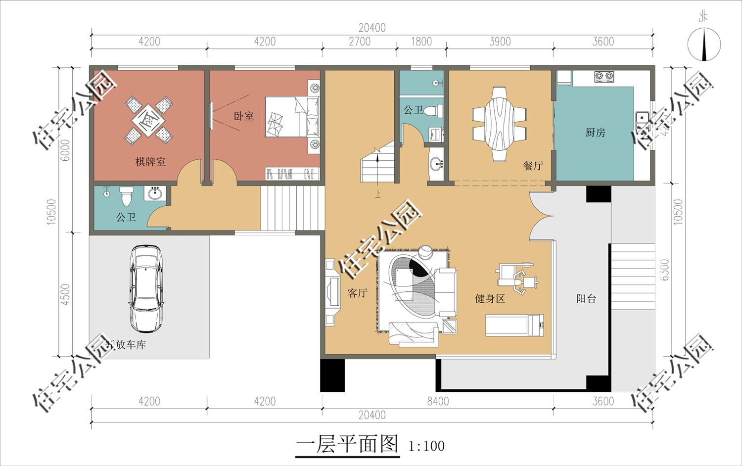 免费分享1000款自建房布局图,三层半现代别墅带落地窗设计图