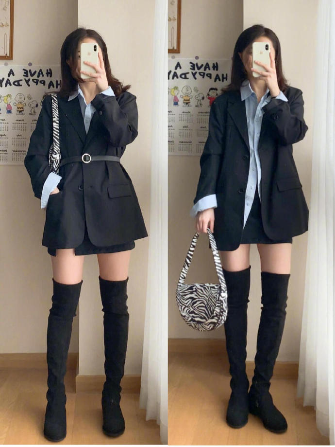 一件黑西装的多种穿搭,一件黑色西装外套