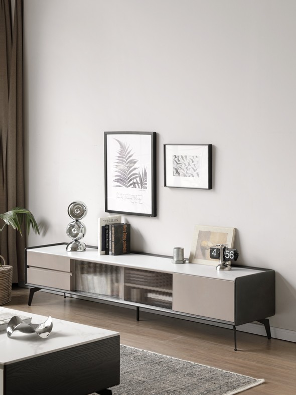 源氏木语岩板茶几电视柜,意式轻奢高端岩板电视柜