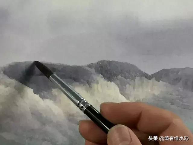 水彩画山风景入门,远山画法入门教程