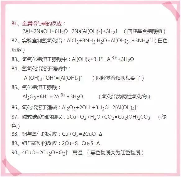 高中化学必修一配平方程式,化学高一必修一方程式归纳