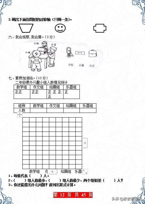 二年级上册数学期末测试卷必考题,二年级下册数学期末试卷2021必考