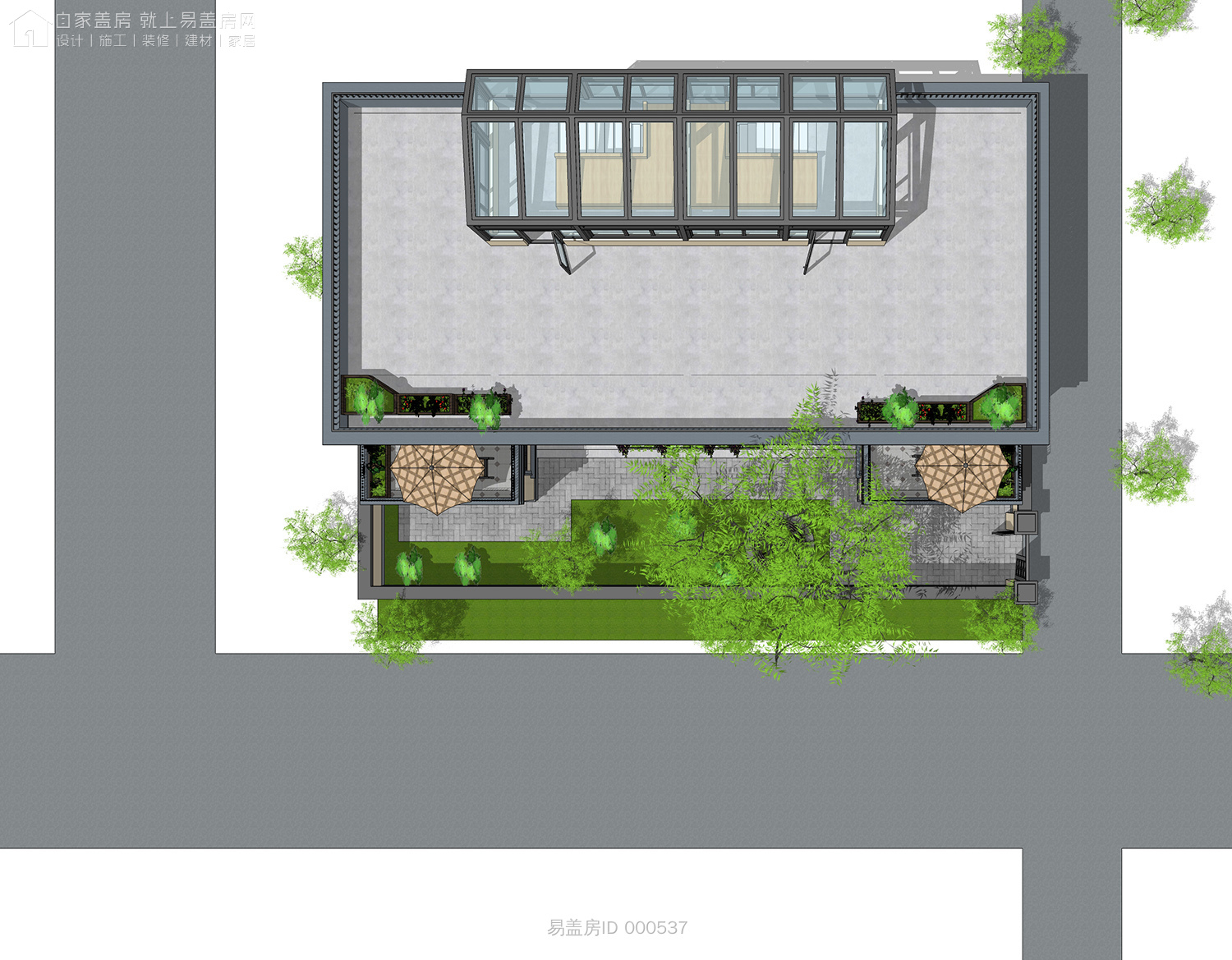 二层农村别墅带阳光房现代简约,农村二层带阳光房别墅效果图