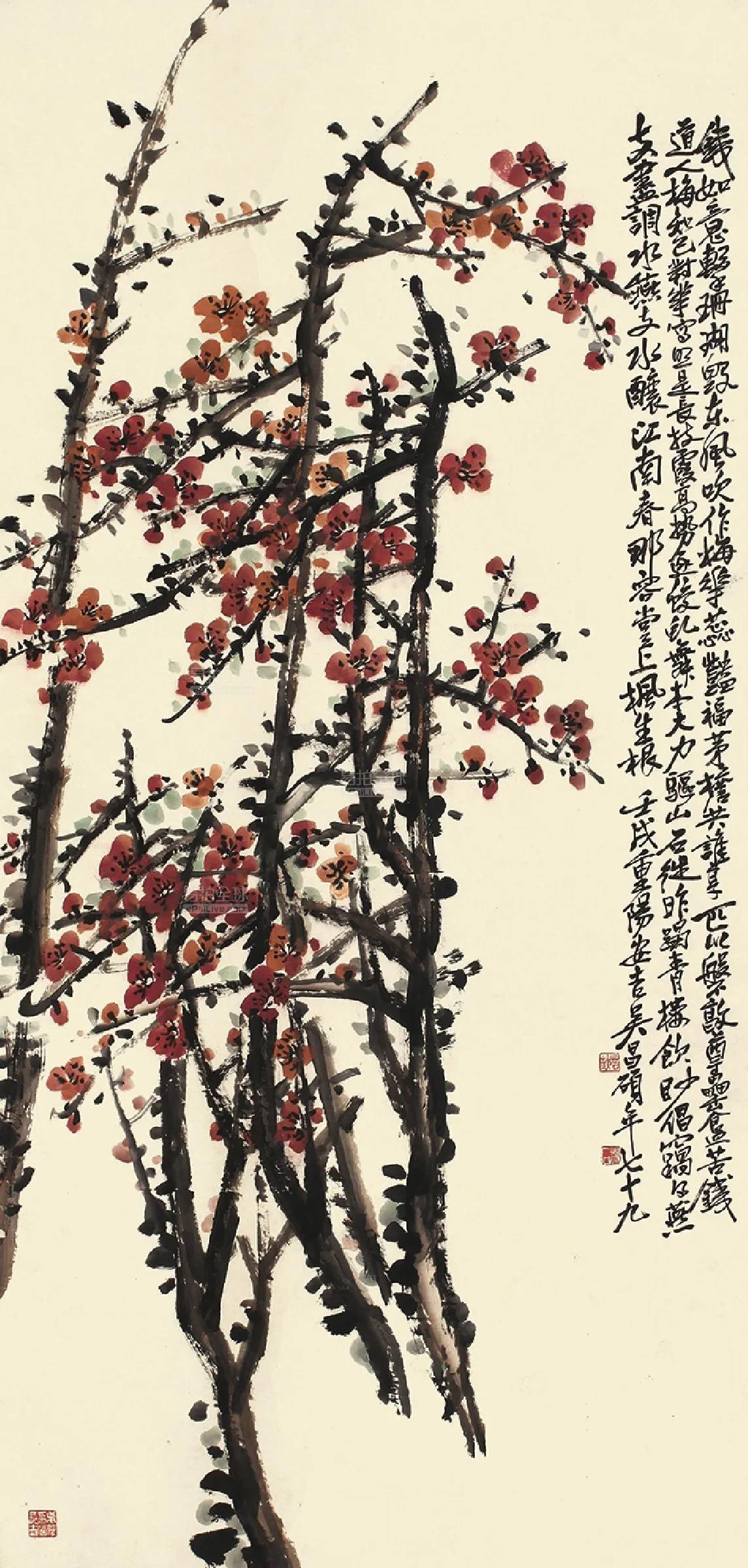 吴昌硕写意梅100幅,大师吴昌硕精品写意欣赏