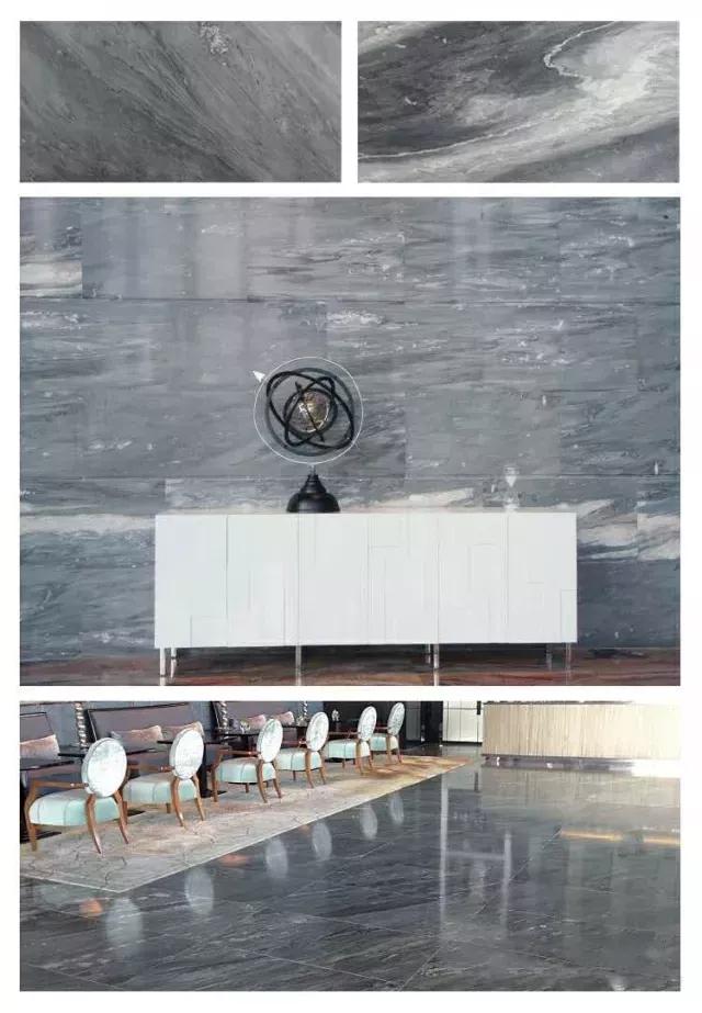 轻奢新中式大理石效果图,钻石型大理石装修效果图