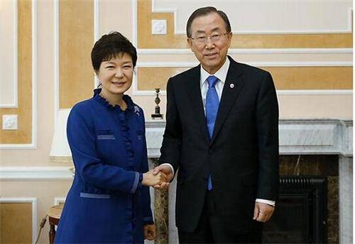 联合国秘书长潘基文和朴槿惠,潘基文与韩国总统