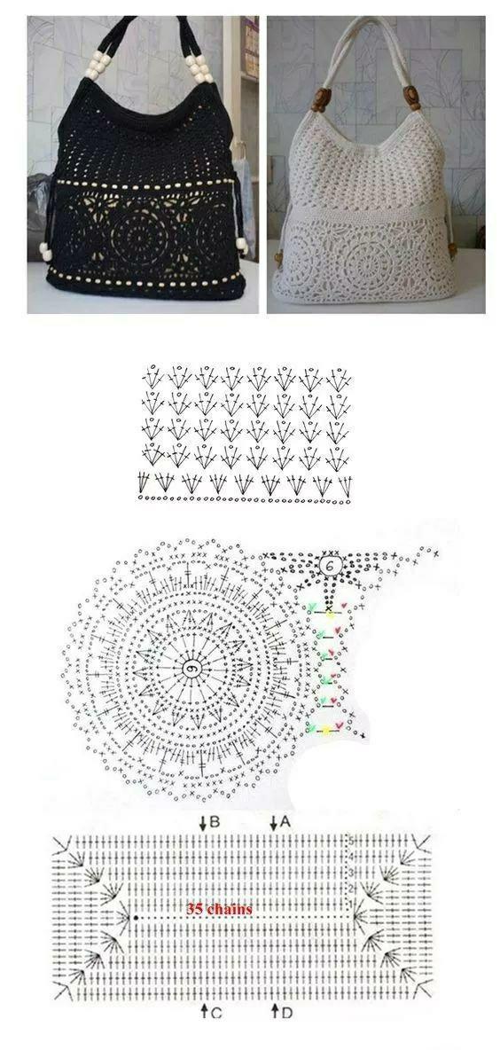 向日葵包包花片钩织图解,100种钩编包包全过程