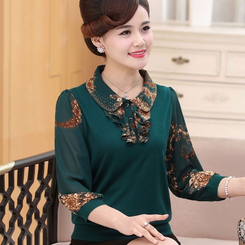 2020新款韩版小众设计感，中老年女装上衣，T恤长袖打底衫