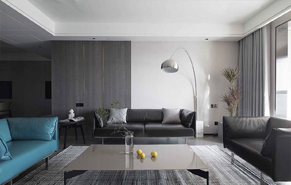 金属灰背景墙效果图,灰色装修风格现代简约电视背景墙