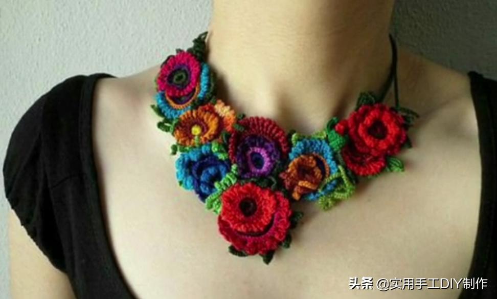 民族风毛衣链高档项链女挂饰品,羊绒衫的手工编织女