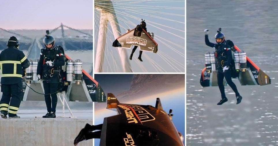 飞越迪拜的“钢铁侠”：喷气翼飞行员再创佳绩，高空俯瞰棕榈岛