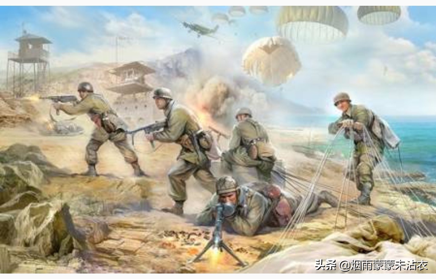 绿魔德国空降兵,德国绿魔伞兵和英国红魔伞兵相遇