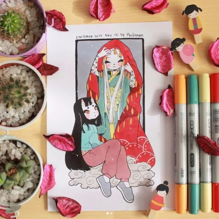 马克笔插画我是小妖怪,马克笔手绘插画清新