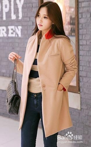 韩国立领驼色大衣,韩国驼色大衣穿搭女秋冬