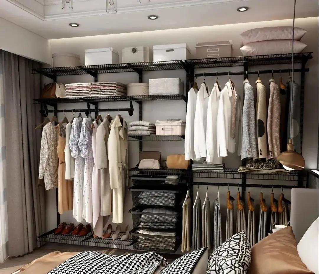 框架式衣柜节省空间灵活收纳,金属框架组合衣柜省钱技巧