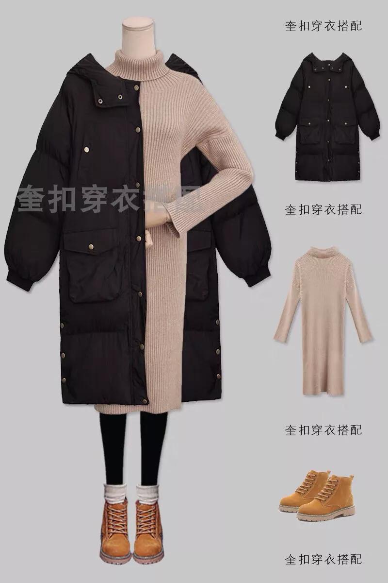 冬季黑色长款羽绒服穿搭,40-50岁黑色长款羽绒服搭什么裤子