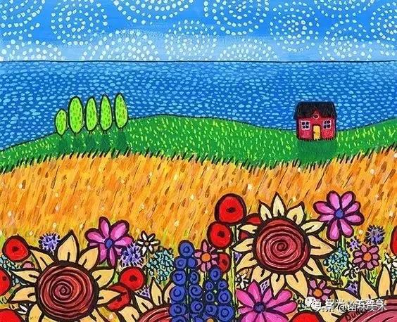 水粉作品风景清新,清凉一夏的水粉作品