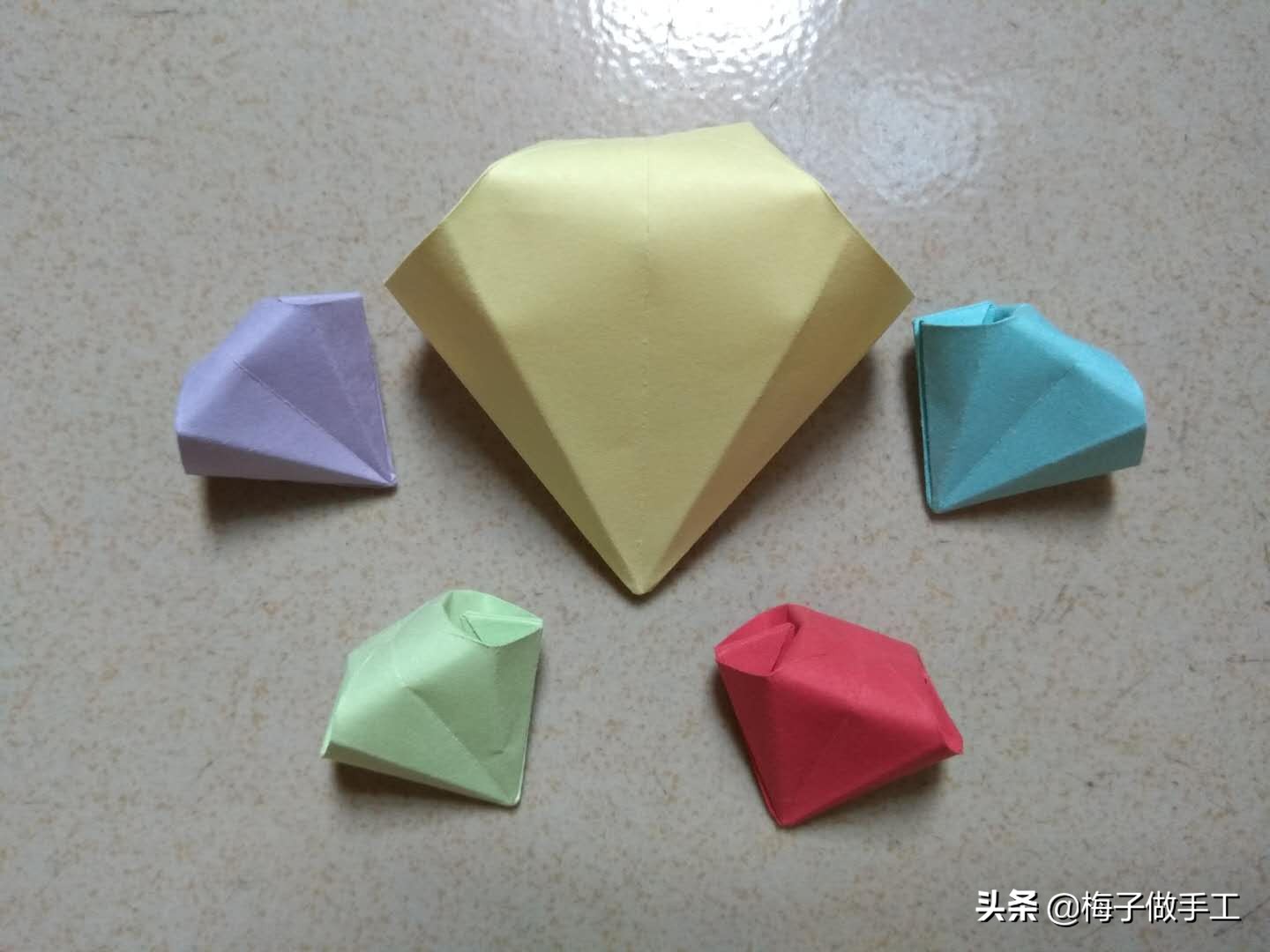 儿童折纸教程折钻石,最简单折纸钻石怎么折