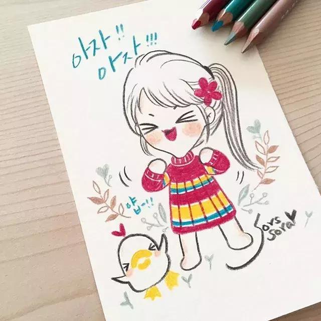 彩铅画古风人物简笔画,彩铅荷花简笔画几分钟就能学会