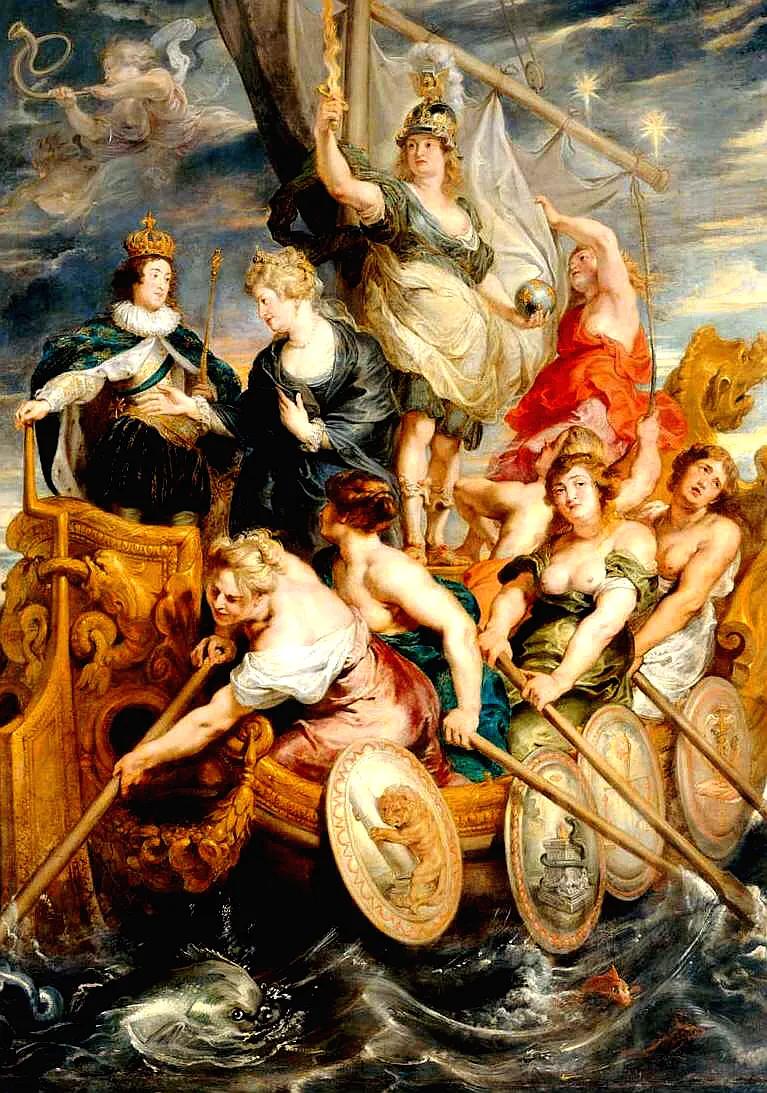 鲁本斯的巨幅画作——《路易十三成年。太后将王权交给国王》