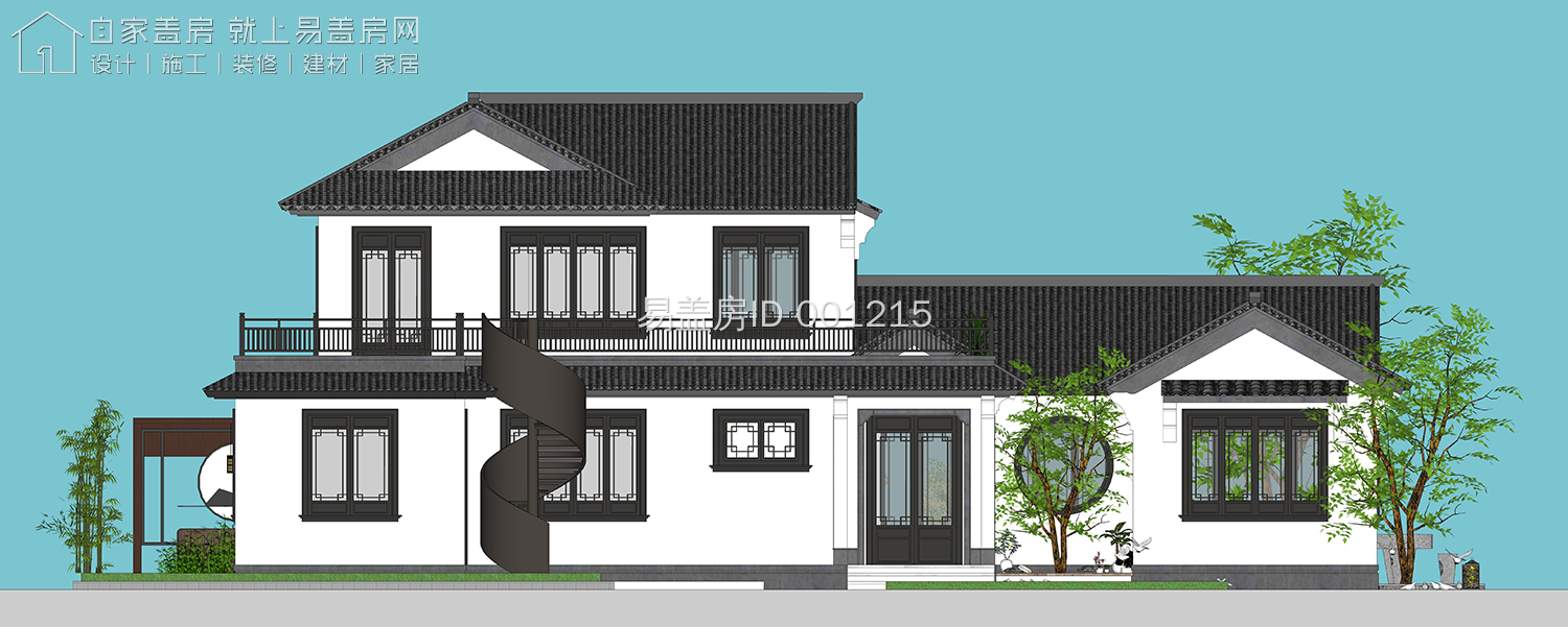 带地下室的二层农村小院别墅,简单大气带庭院的二层乡下房屋