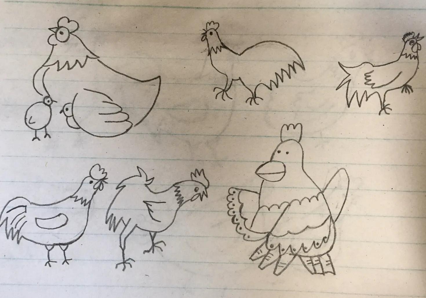 母鸡带小鸡简笔画,公鸡母鸡简笔画