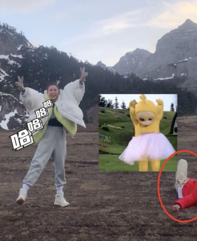 曝何超莲和窦骁,何超莲与窦骁雪山玩摔跤