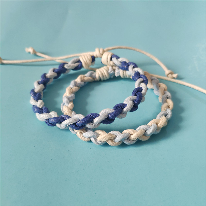 棉麻绳编织手链教程,情侣手链单绳