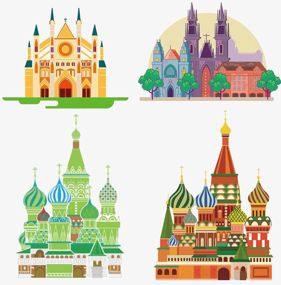 匈牙利特色建筑城堡儿童画,创意儿童画美丽的房子