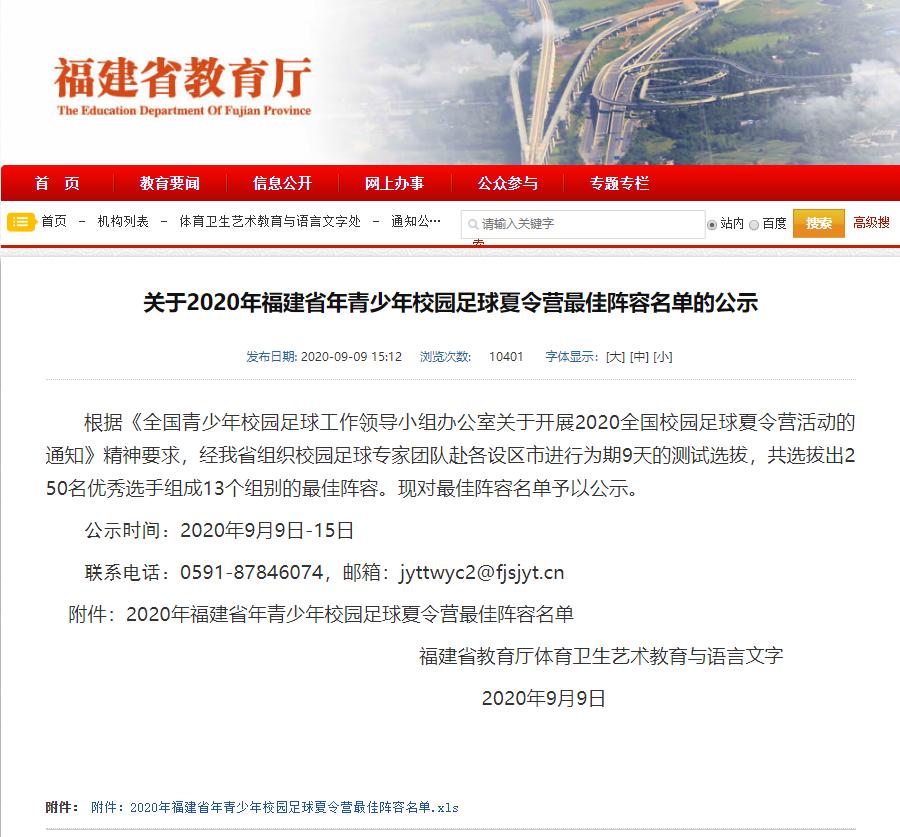 2021年福建省校园足球夏令营名单,2023年全国足球夏令营福建