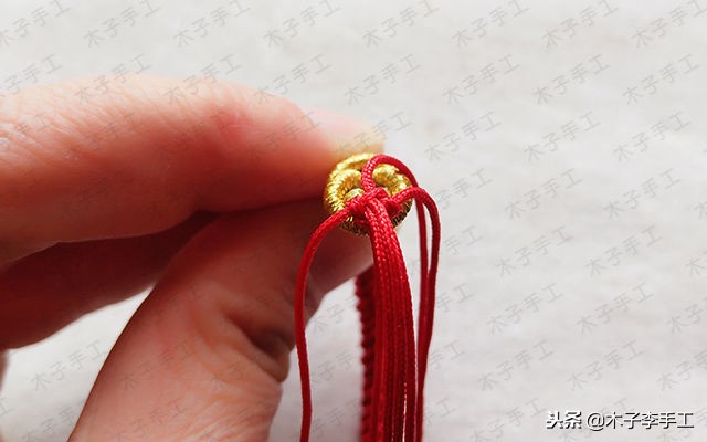 四股玉米结手链无痕收尾,玉米红石榴石手链的编法