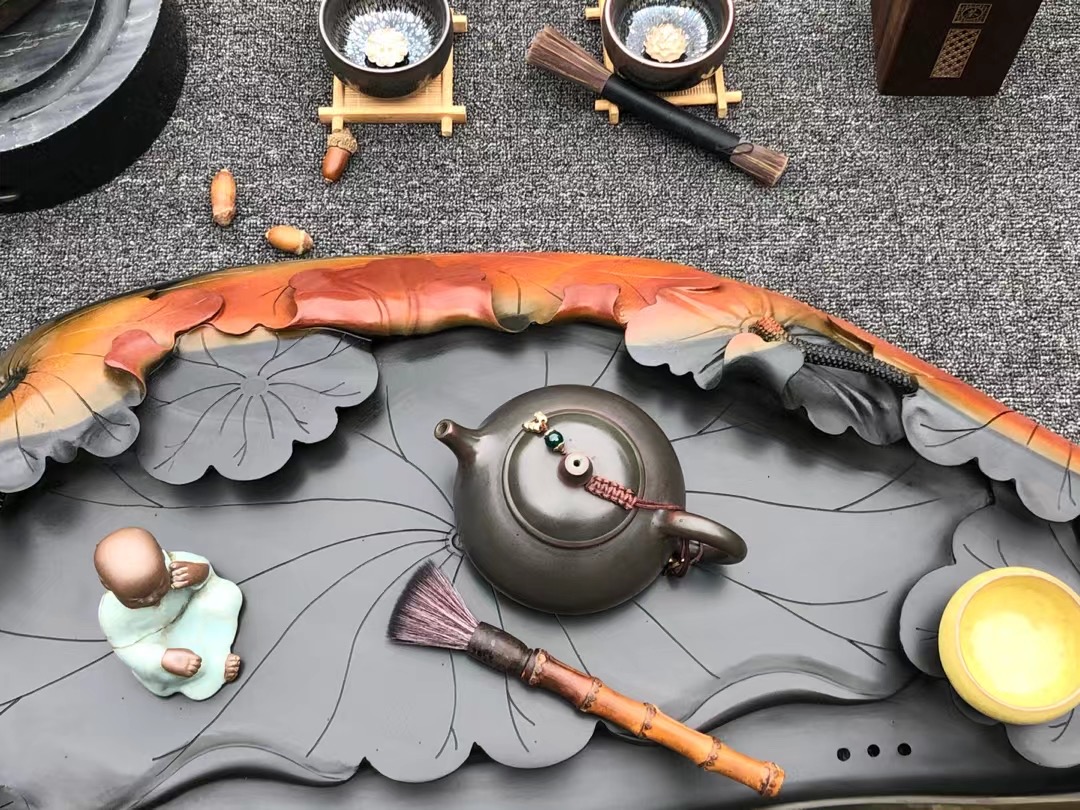 人工雕刻石茶盘,小伙子石头雕刻二十万