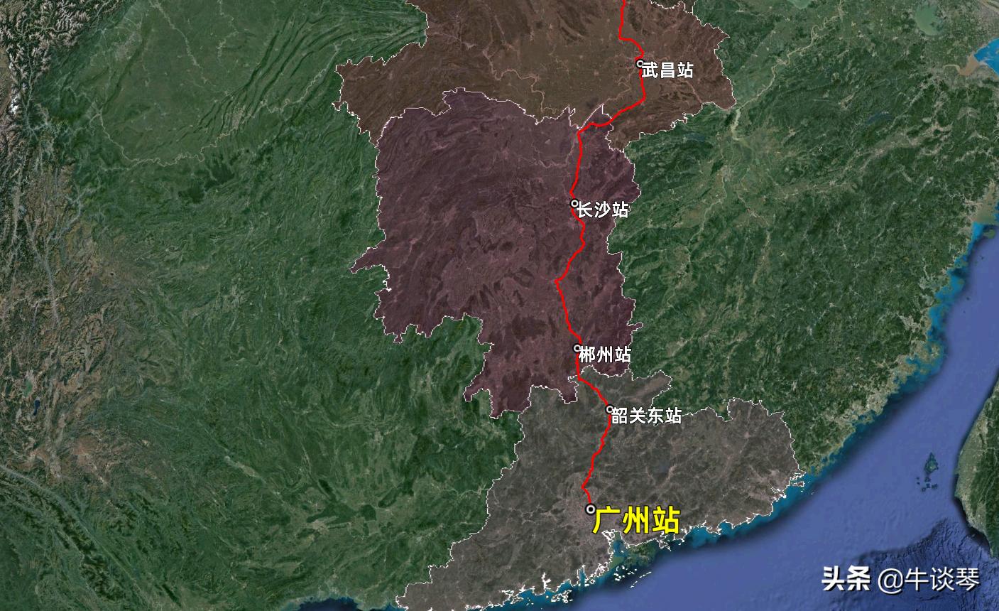 Z189次列车运行线路图：河南郑州开往广东广州，全程1605公里