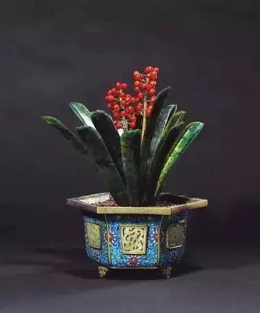 故宫里的玉石盆景,故宫景泰蓝盆景欣赏