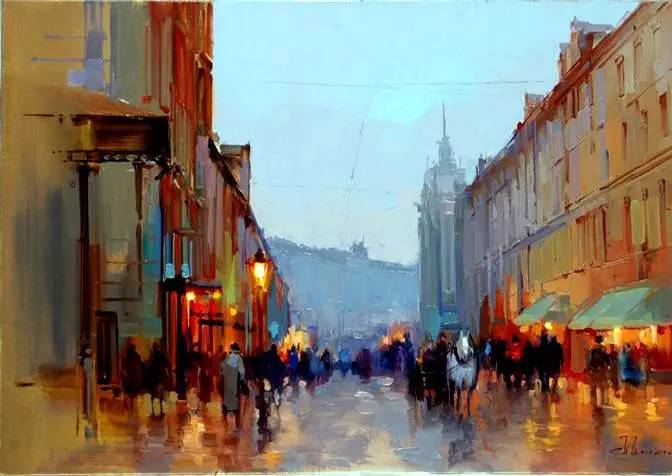 油画风景画氛围感,欧洲城市风景油画