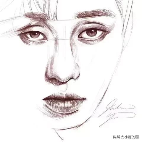 一眼就看出来的明星素描,这些明星的双眼皮好美