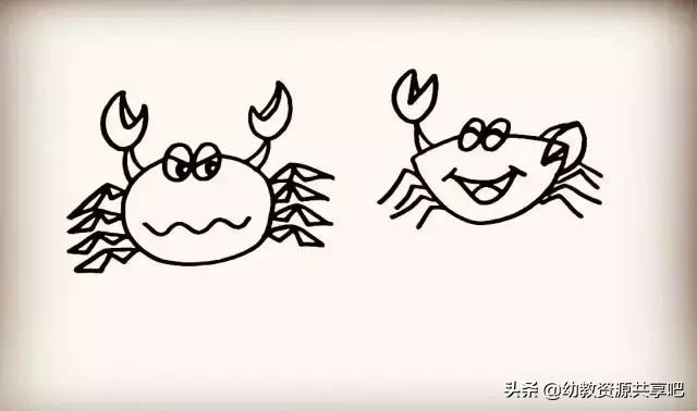 如何画螃蟹简笔画,儿童简笔画螃蟹简单又漂亮