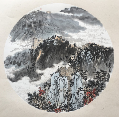 风水重彩山水画,秦岭山水画水墨