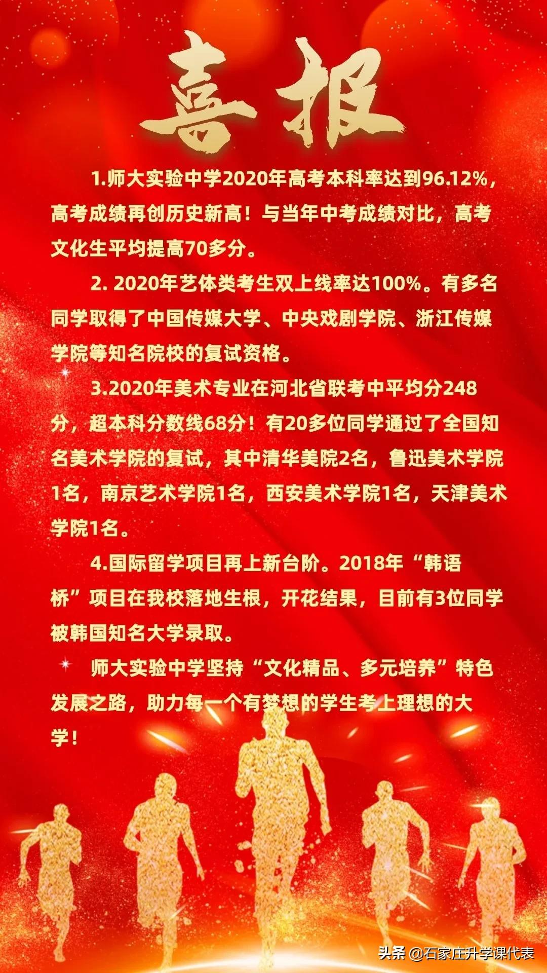 石家庄二中实验学校高考喜报2021,石家庄市各重点高中高考成绩公告