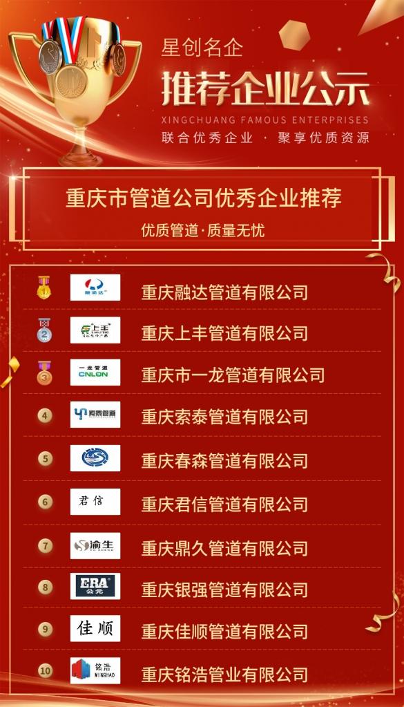 十大管道公司排名,管道企业排名