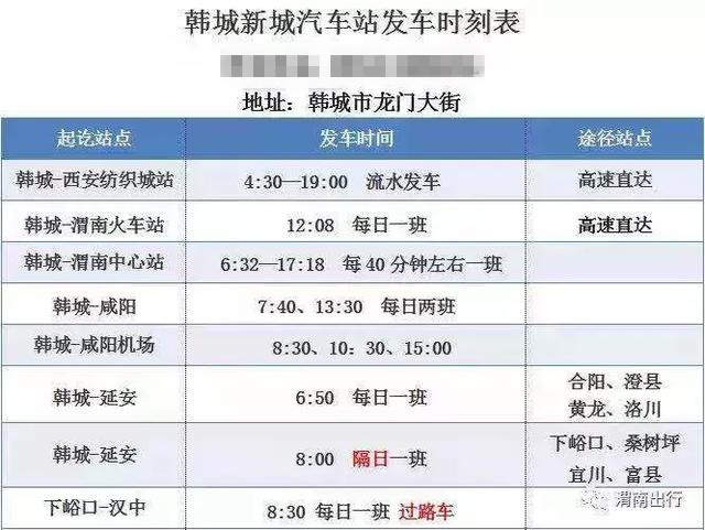 韩城到咸阳机场的大巴最新时刻表,韩城到河津火车站列车时刻表